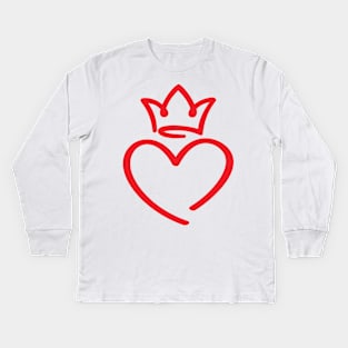 Cute Crown on Heart, Love heart Kids Long Sleeve T-Shirt